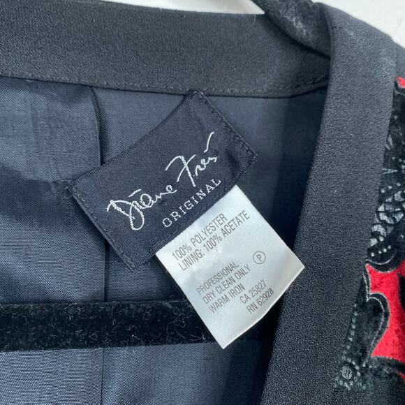 Vintage DIANE FREIS Patchwork Collage Black Jacket Size Large Blazer Art to Wear - Picture 5 of 5